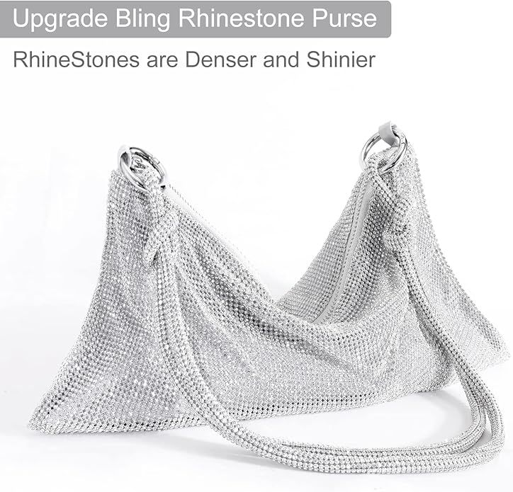 TOPALL Rhinestone Purse Sparkly Bag Silver Diamond Purses for Women Upgrade Evening Prom Rhinesto... | Amazon (US)