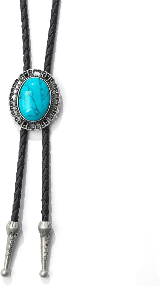 AZORA Western Cowboy Bolo Tie Men Leather Necktie Leather Cord Turquoise Stone Bolo Ties for Men ... | Amazon (US)