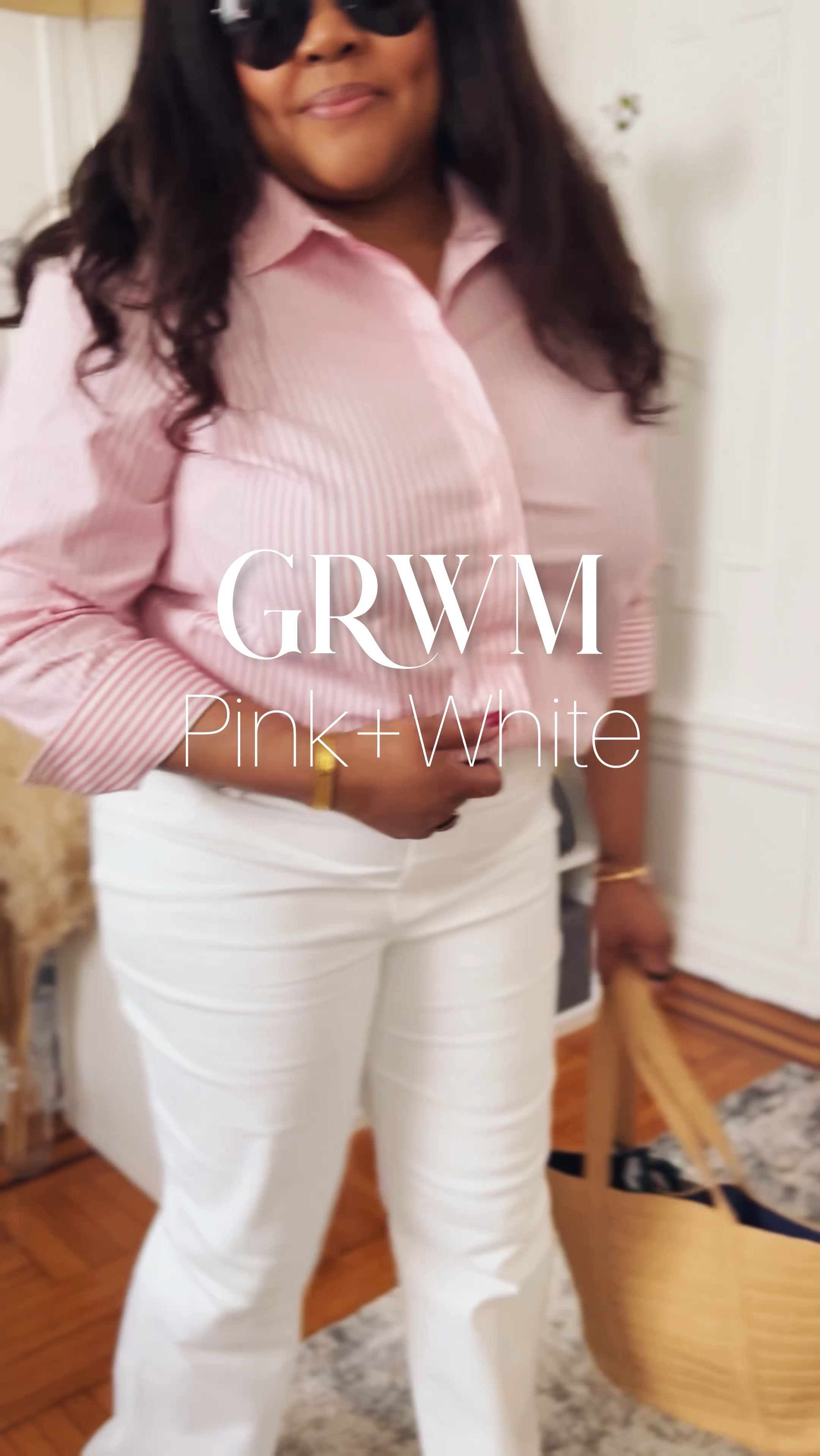 Summer whites. Highwaisted white denim, pink stripe shirt, universal standard, Spanx pants, midsize outfit idea, midsize style inspo, straw bag, straw handbag, summer bags #ltkunder50 

#LTKcurves #LTKSeasonal #LTKstyletip