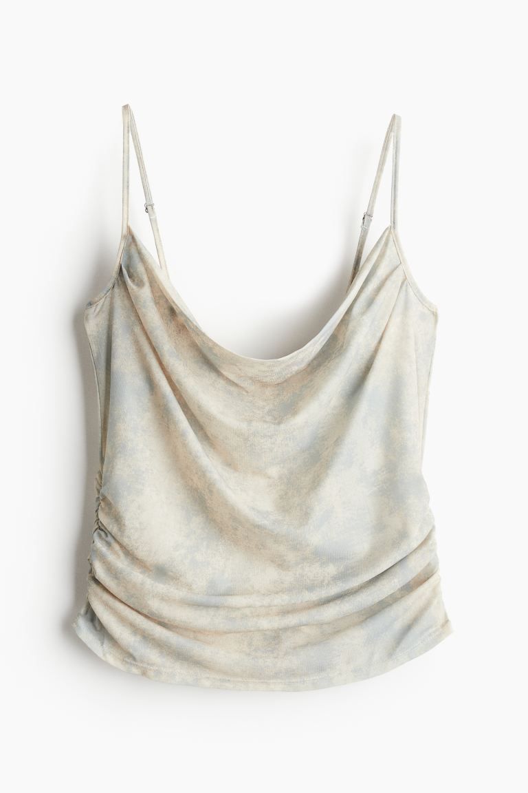 Cowl-neck Camisole Top - Cowl Neck - Sleeveless - Light beige/Patterned - Ladies | H&M US | H&M (US + CA)