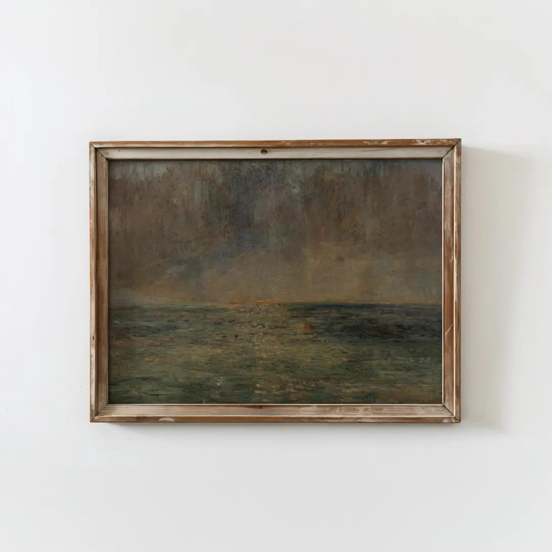 PRINTED Vintage Seascape Wall Art Abstract Coastal Ocean Print Serene Nautical Home Decor Moody O... | Etsy (US)