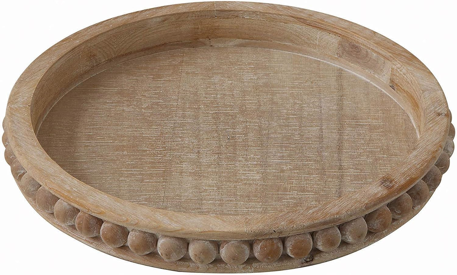 Whitewashed Round Decorative Wood Tray | Amazon (US)