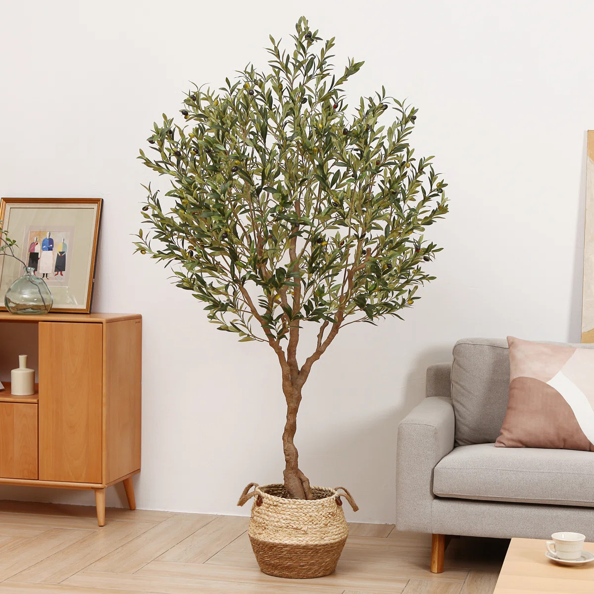 Adcock 7ft Faux Olive Tree in Pot, Artificial Olive Plants for Home & Office, Potted Olive for De... | Wayfair North America