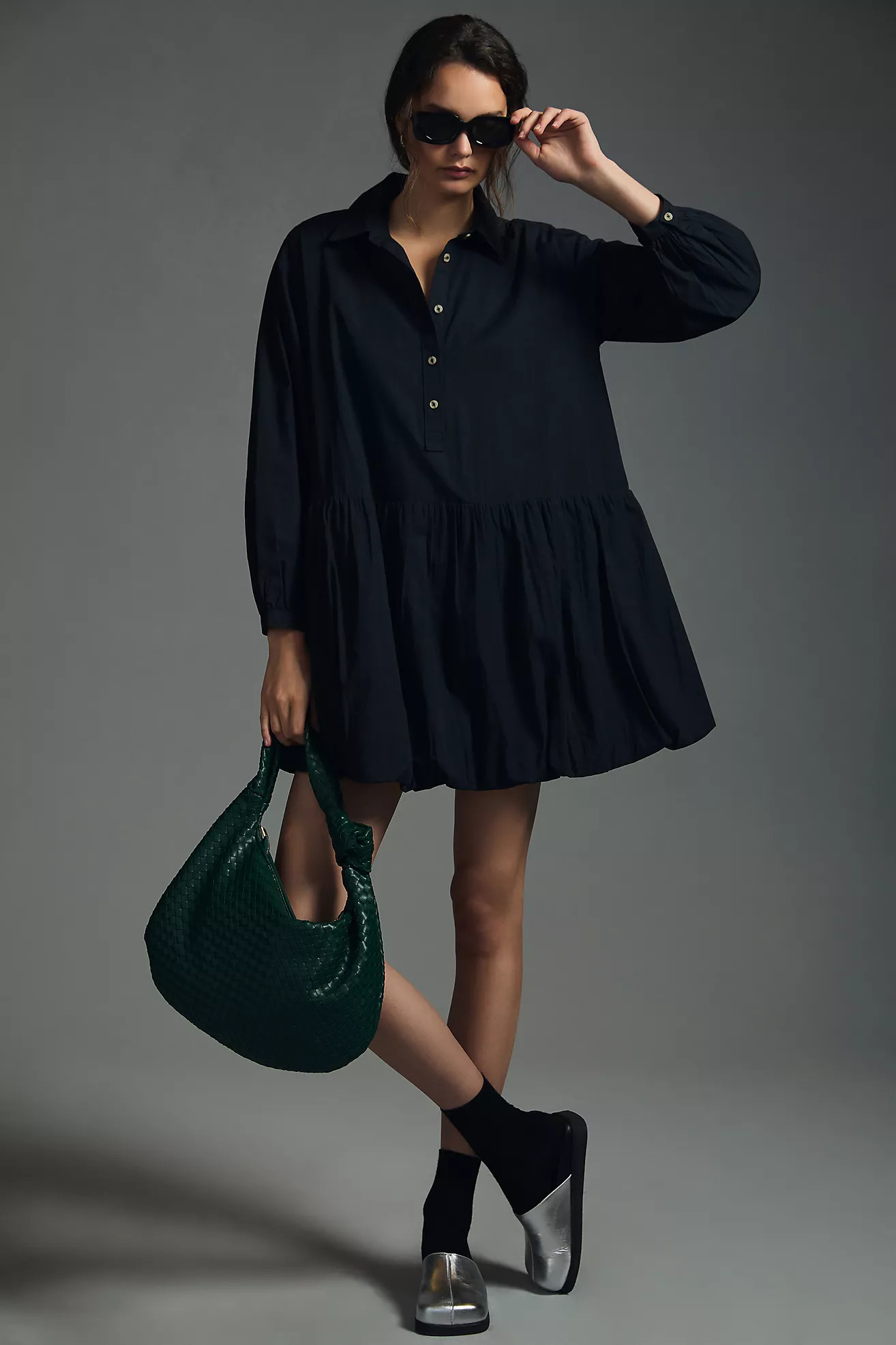 Maeve Bubble-Hem Shirt Dress | Anthropologie (US)
