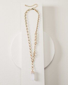 Goldtone Clear Crystal Pendant Necklace | White House Black Market