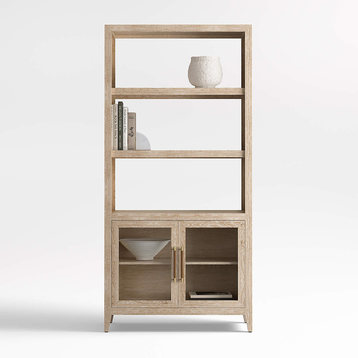 Clairemont 38" Natural Wood 3-Shelf Storage Bookcase + Reviews | Crate & Barrel | Crate & Barrel