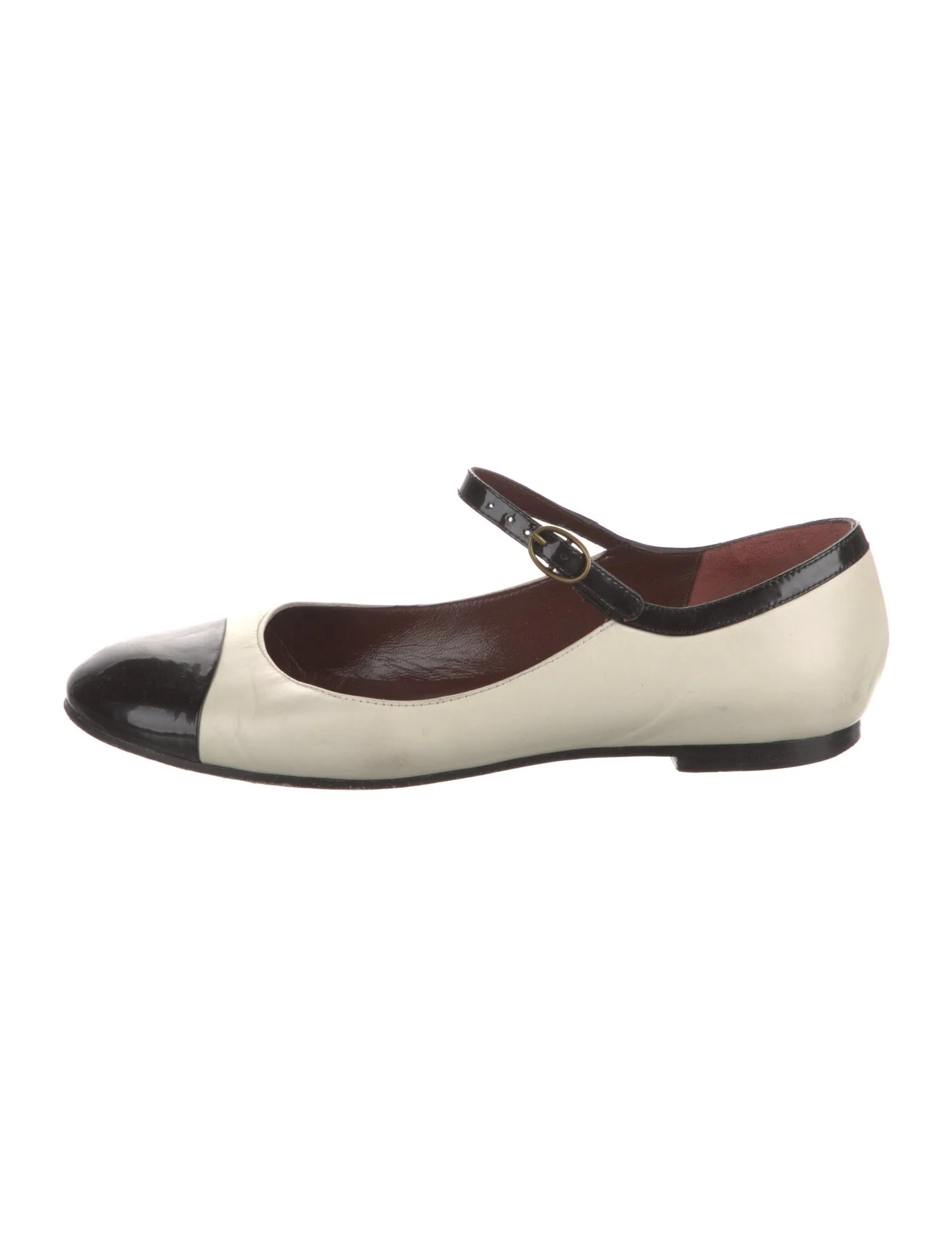 Leather Colorblock Pattern Mary Jane Flats | The RealReal