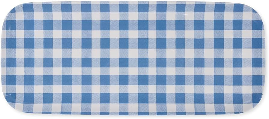 UPware Gingham Blue Melamine Serving Tray, 15 x 6.5 Inch Rectangular Serving Platter, BPA Free Fo... | Amazon (US)