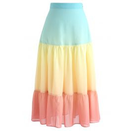 Vacay Paradise Color Blocked Chiffon Skirt | Chicwish