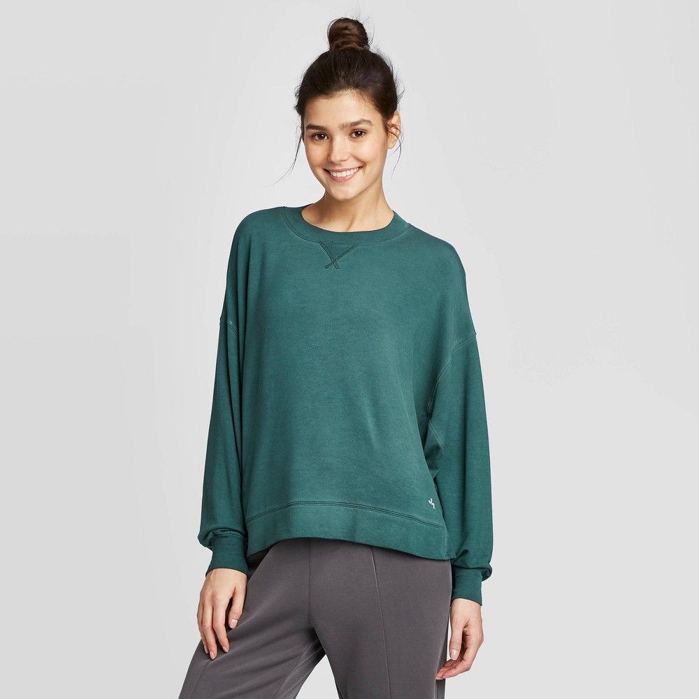 Women's Cozy Long Sleeve Sweatshirt - JoyLab Green XXL, Women's | Target