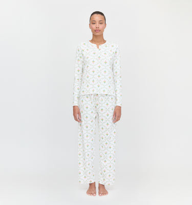 The Olivia Pajama Set - Pastel Trellis Pastel Trellis / XXXS | Hill House Home US