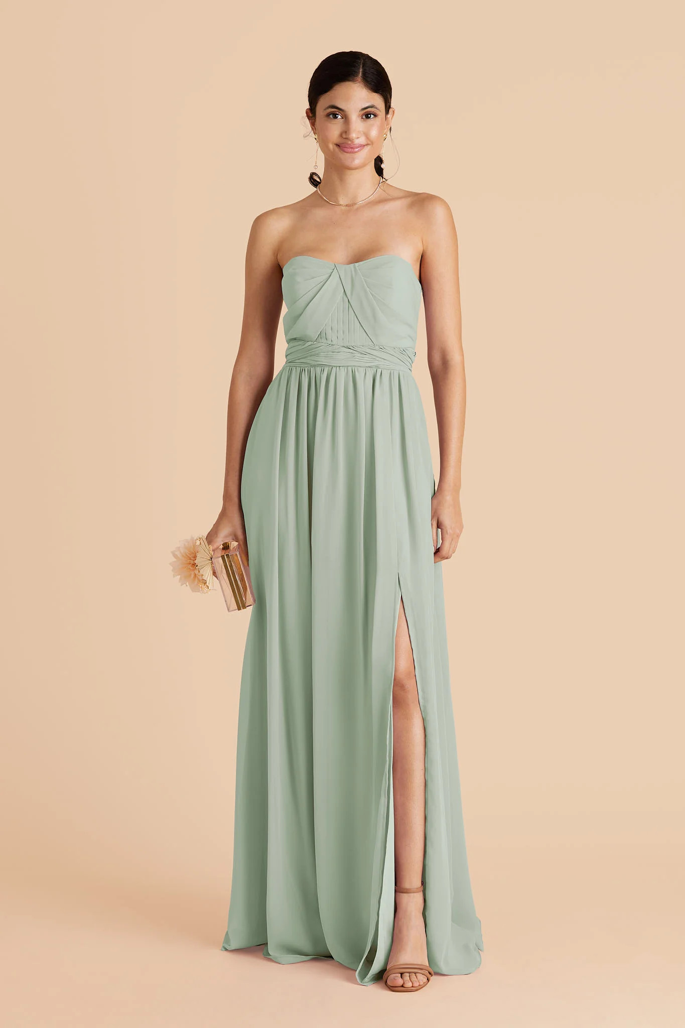 Grace Convertible Slit Sage Bridesmaid Dress | Birdy Grey | Birdy Grey