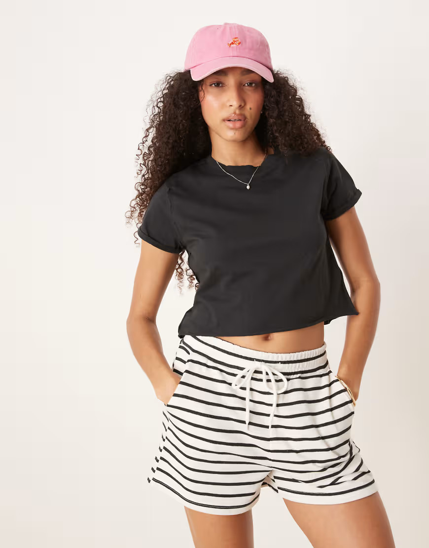 Free People the perfect tee boxy cropped T-shirt in black | ASOS (Global)