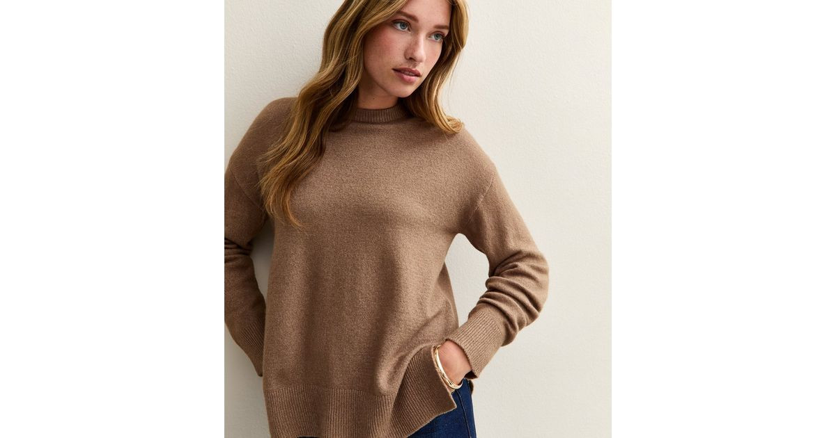 Camel Knitted Side Split Jumper | New Look | New Look (UK)