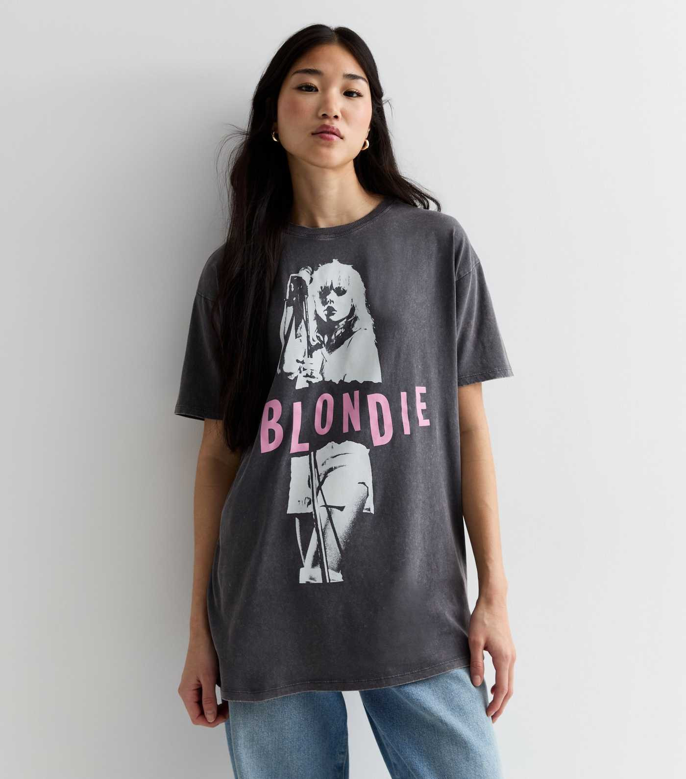 Dark Grey Acid Wash Cotton Blondie Logo T-Shirt
						
						Add to Saved Items
						Remove from... | New Look (UK)