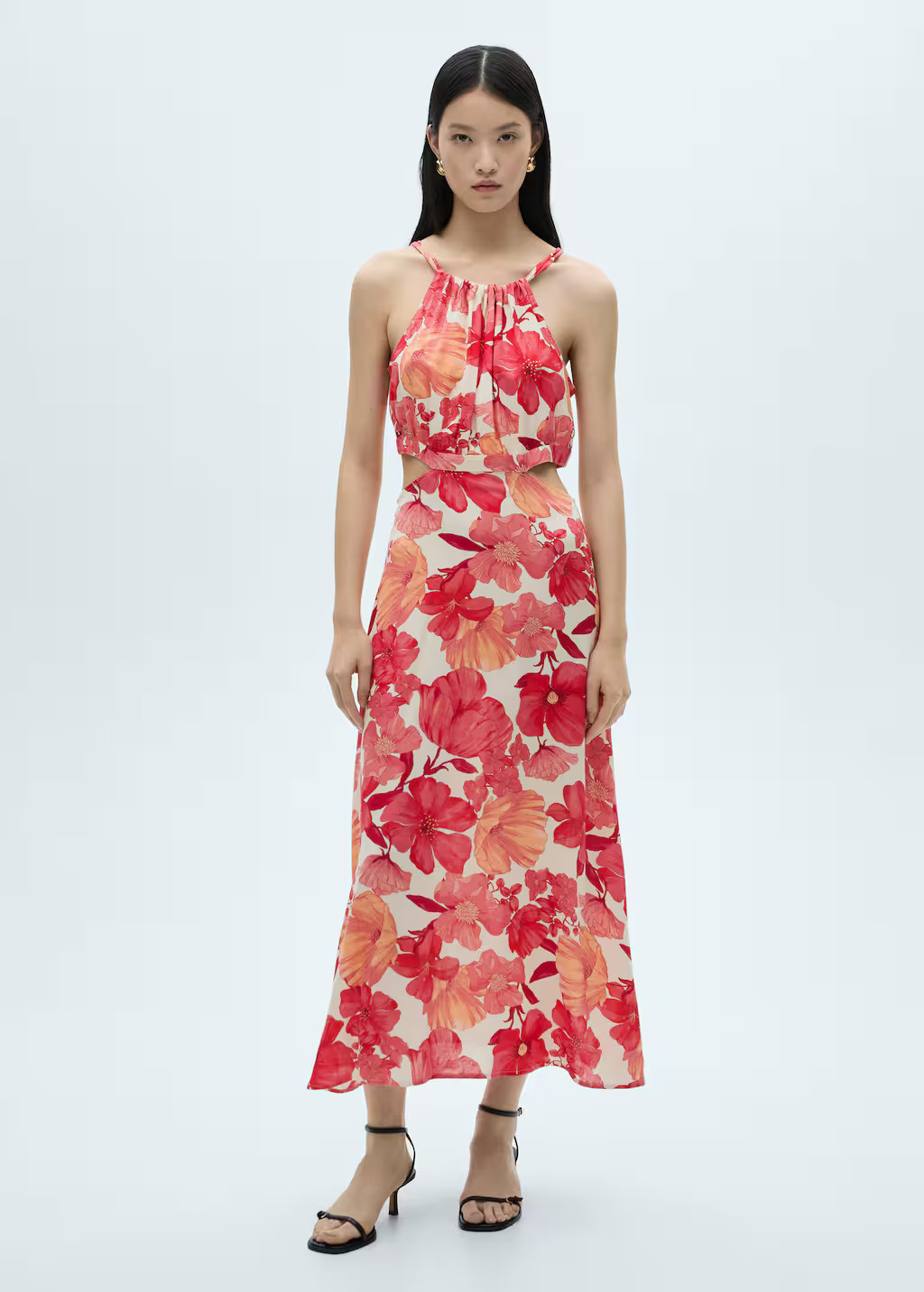 Robe fleurs ouvertures rouge - Femme - L - MANGO | Mango EU