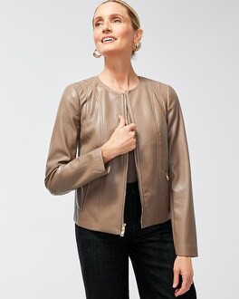 Faux Leather Knit Detail Jacket | Chico's