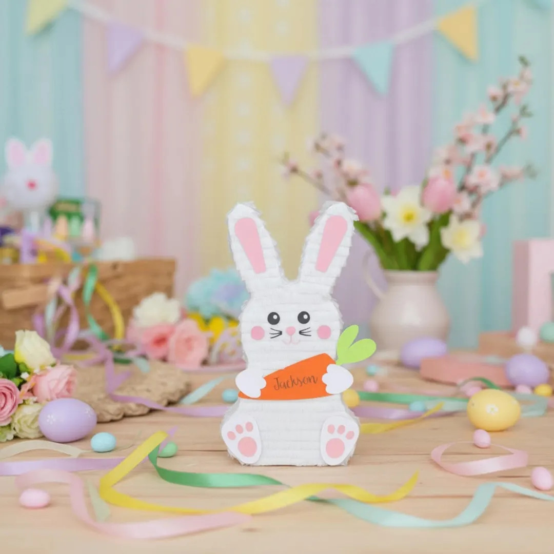 Personalized Easter Bunny Mini Piñata With Carrot | Fillable Bunny Gift Box - Etsy | Etsy (US)