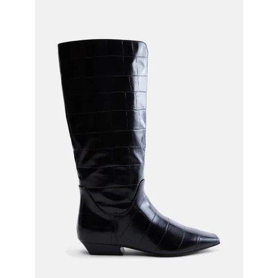 Scoop Women's Faux Croc Flat Tall Boots | Walmart (US)