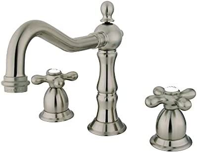 Kingston Brass KS1978AX Heritage Widespread Lavatory Faucet with Metal Cross Handle, Brushed Nick... | Amazon (US)