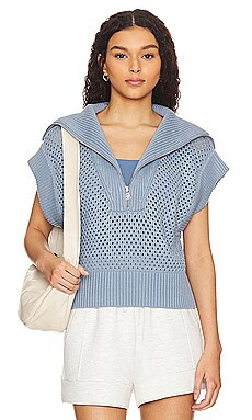 Varley Mila Half Zip Sweater in Ashley Blue from Revolve.com | Revolve Clothing (Global)
