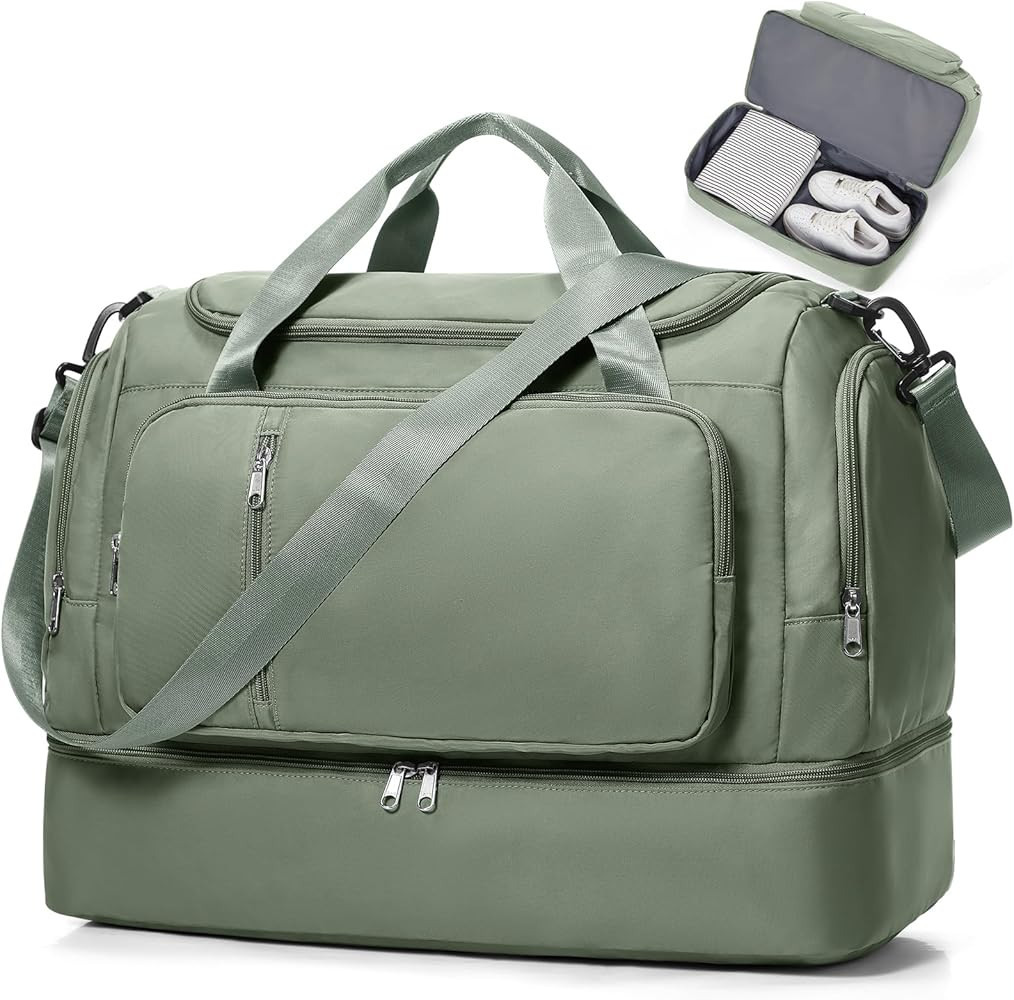 Travel Duffle Bag, Weekender Bags for Women,Carry On Overnight Personal Item Travel Bag with Shoe... | Amazon (US)