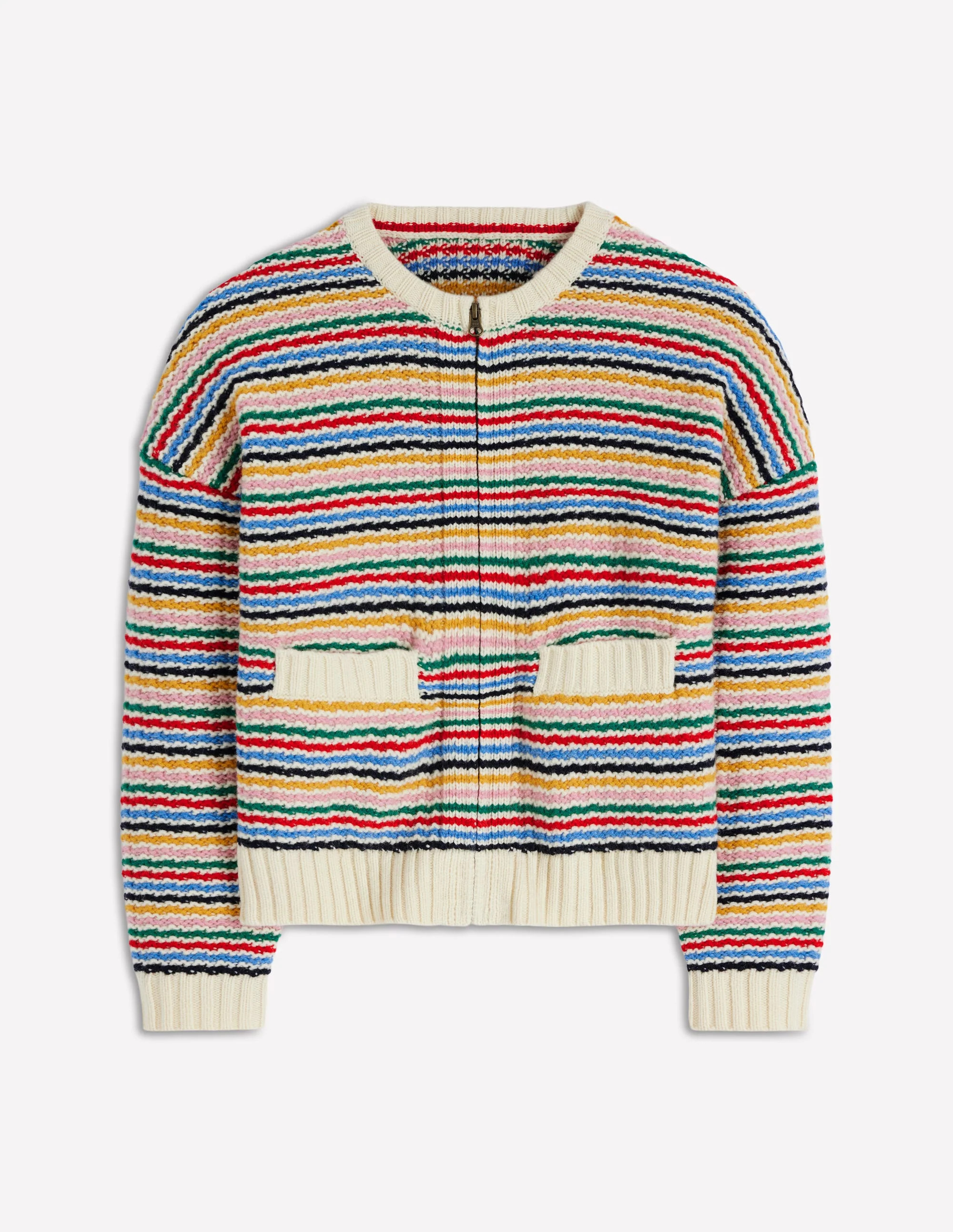 Maya Zip Up Jacket-Ivory, Rainbow | Boden (US)