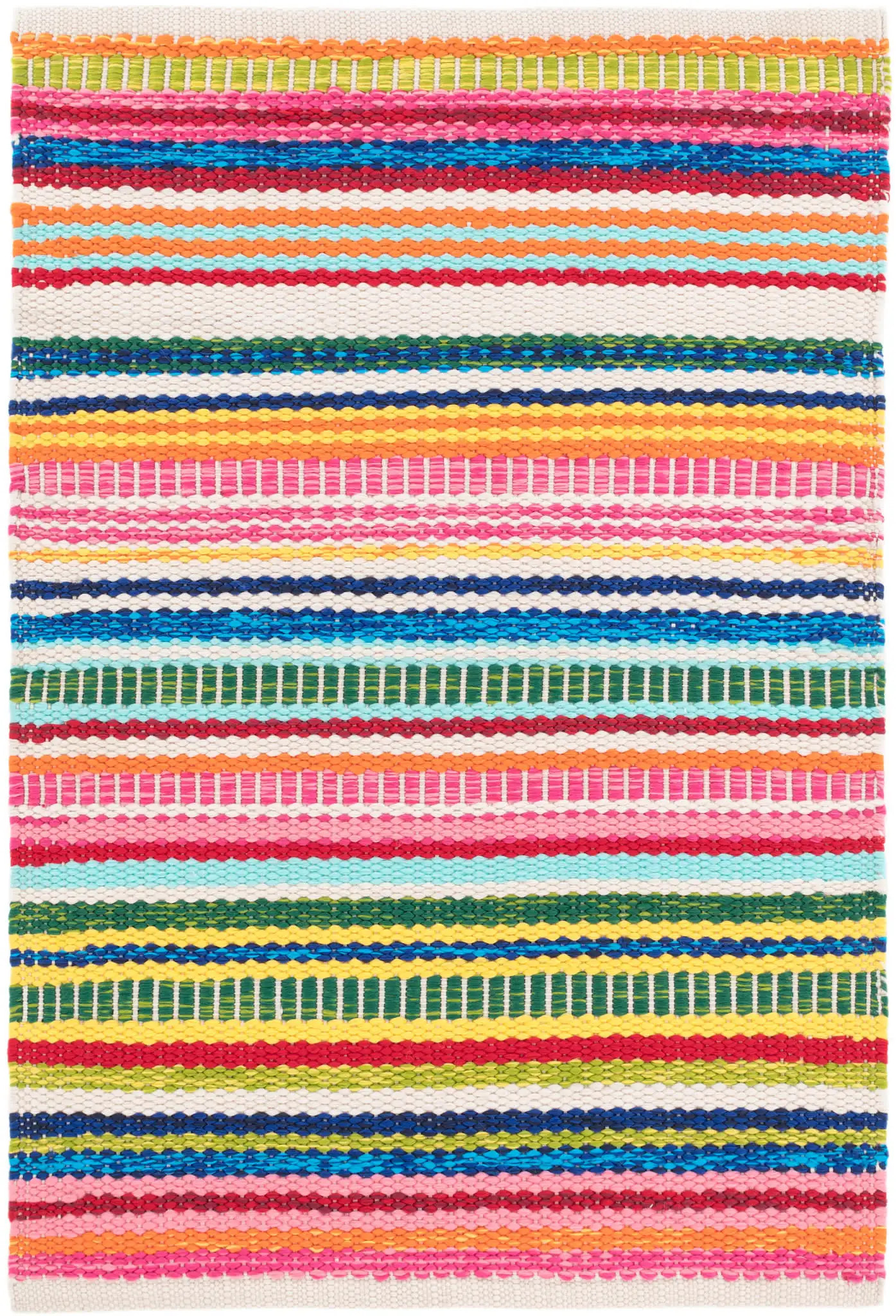 Color: MultiBright Stripe Handwoven Indoor/Outdoor Rug | Multi Multi swatchShape: RectangleRectan... | Rugs USA