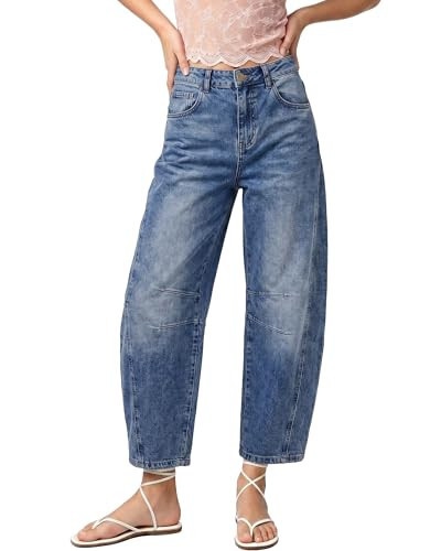 GRAPENT High Waisted Pants for Women Ladies Jeans High Waist Jeans Stretch Country Concert Outfits for Summer Wide Leg Cropped Pants for Spring Fall Winter Midnight Blue Medium Size 8 Size 10 | Amazon (US)