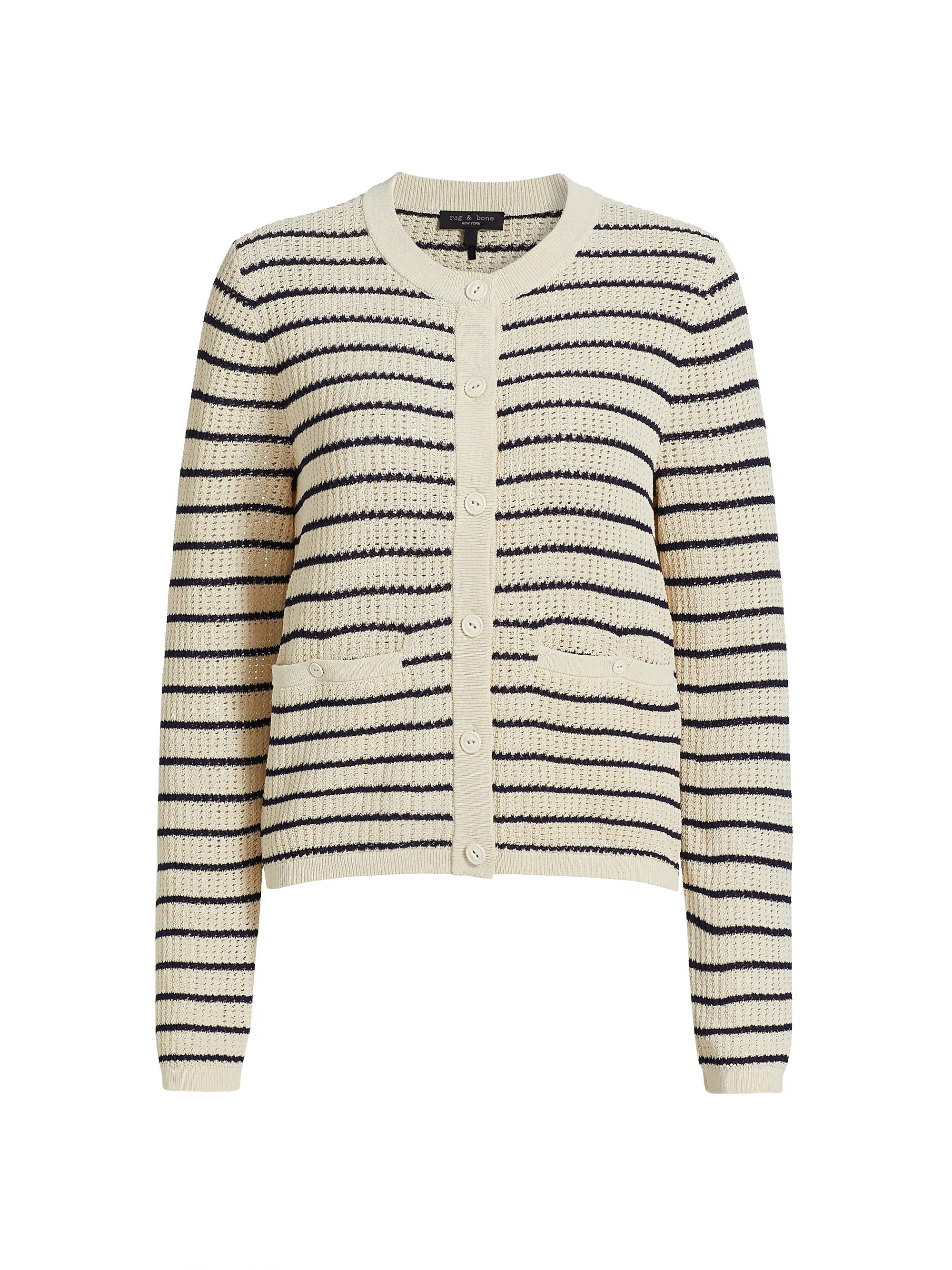 Viola Cotton-Blend Stripe Cardigan | Saks Fifth Avenue