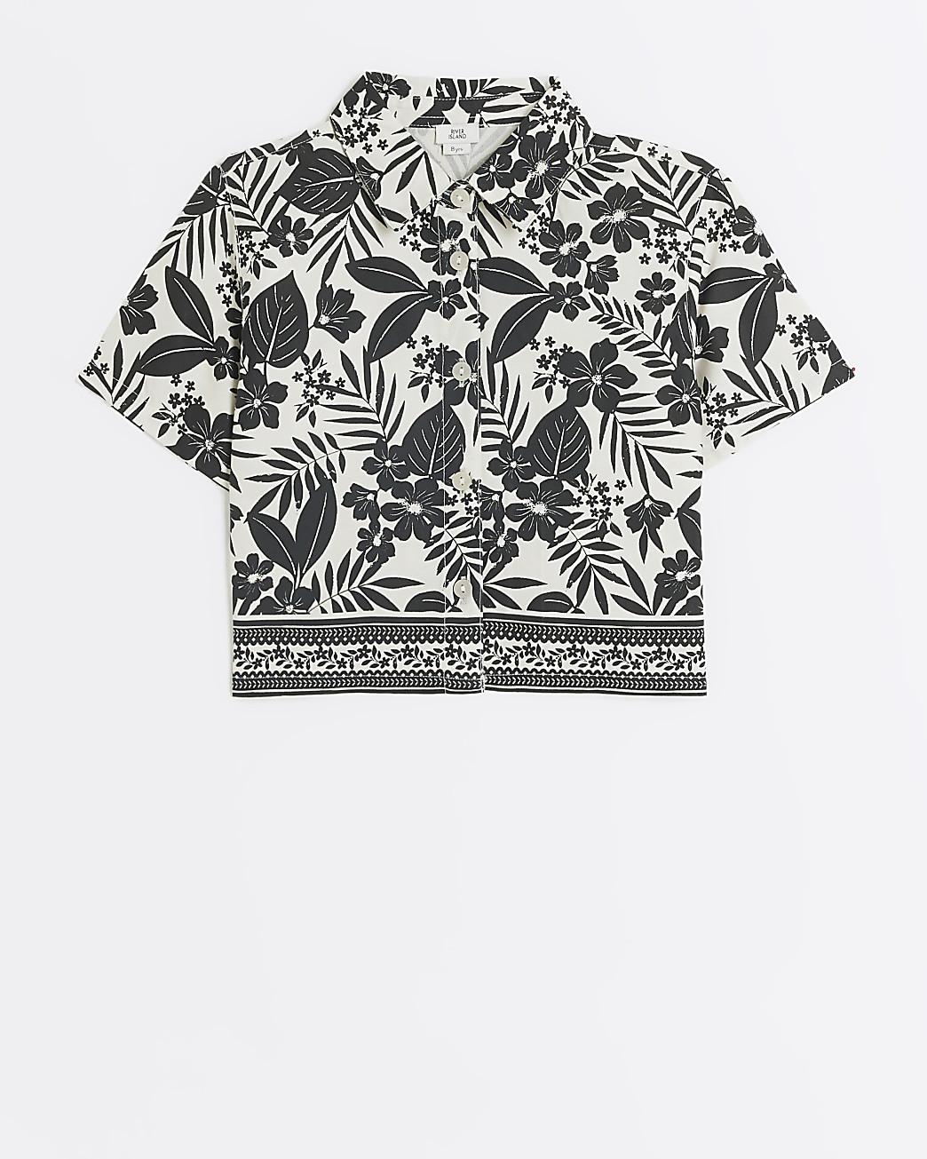 Girls cream floral crop shirt | River Island (UK & IE)