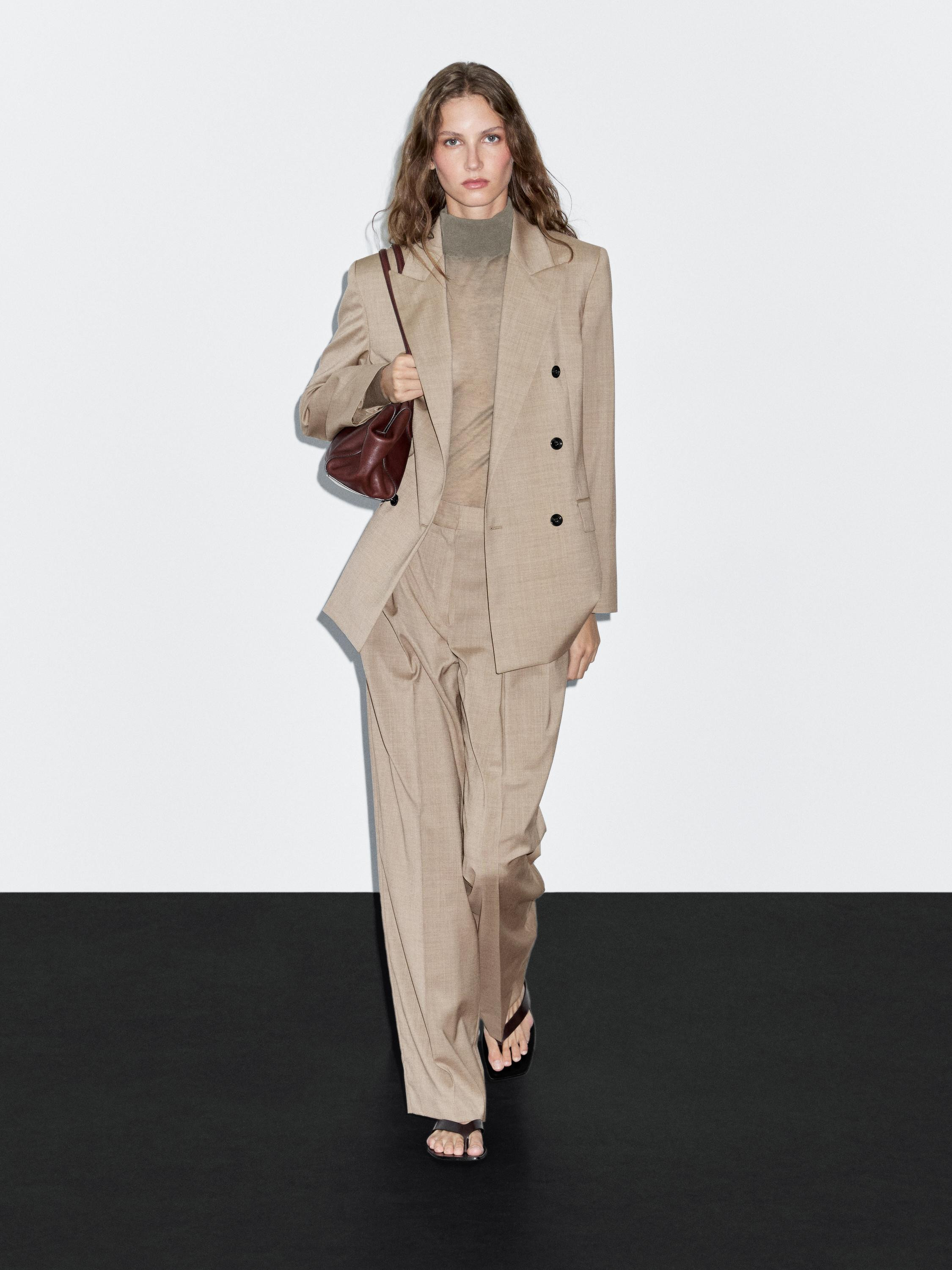 100% wool double-breasted blazer | Massimo Dutti UK