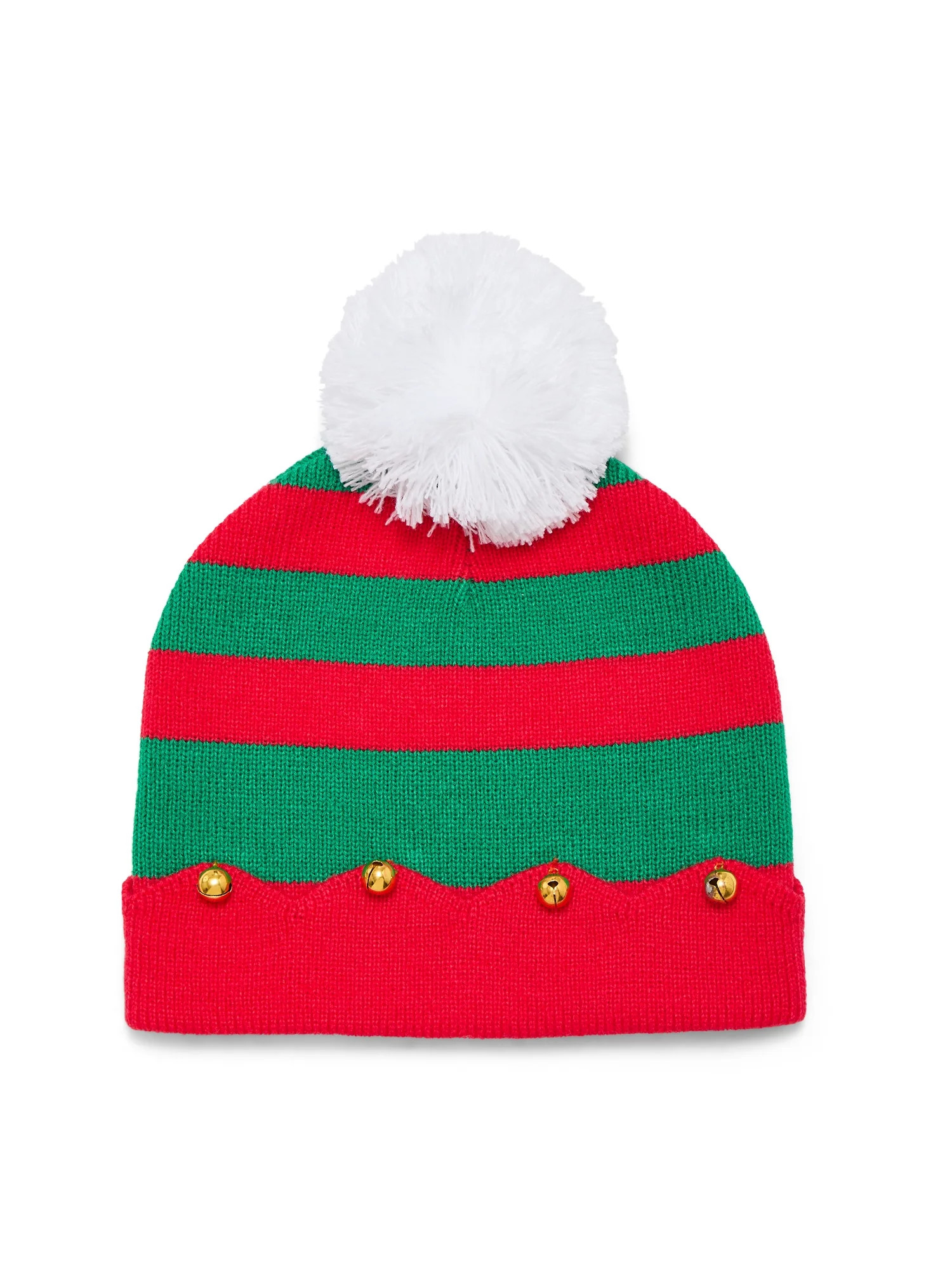 Holiday Time Women's Elf Beanie with Bells, One Size, Green/Red | Walmart (US)