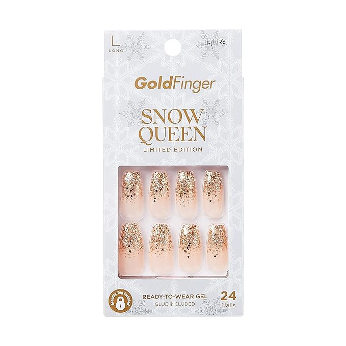 Kiss GoldFinger Holiday Nails Limited Edition Snow Queen Press On Manicure, Gel Nail Kit, Polish ... | Amazon (US)