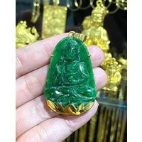 Vintage 18K Gold Jadeite Jade Buddha Pendant | Etsy (US)
