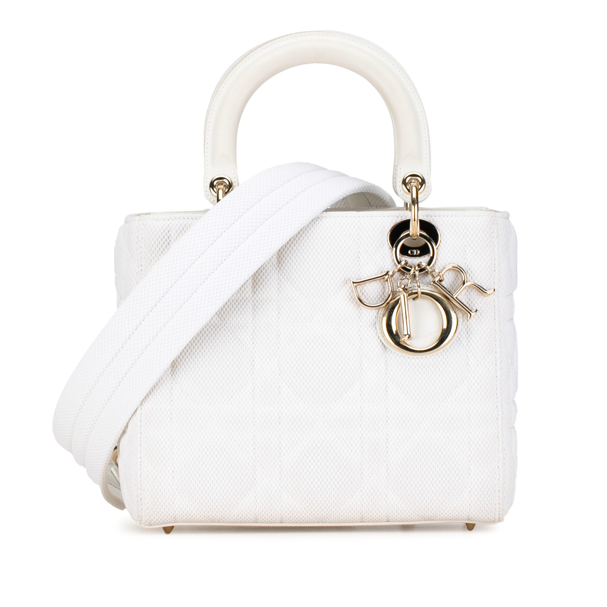 Pre-Owned Authenticated Medium Cannage Lady Dior Mesh Fabric White Satchel Unisex (Good) | Walmart (US)