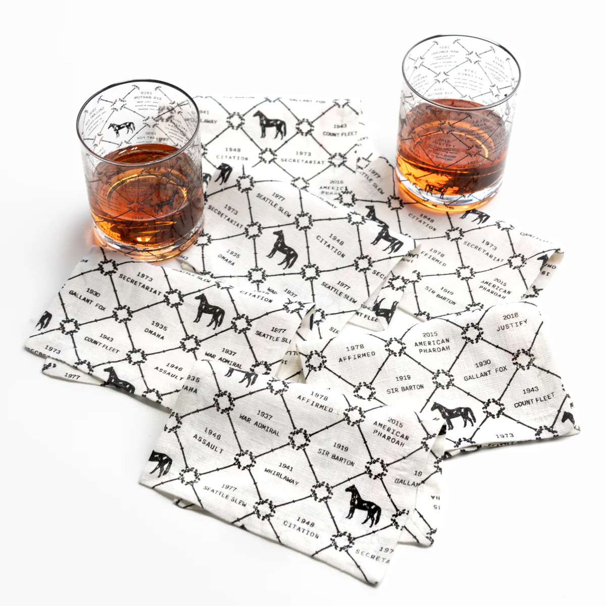 Triple Crown Champions Linen Cocktail Napkins | Set of 6 | Pomegranate