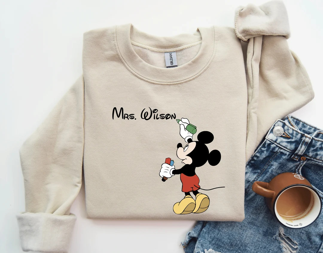 Custom Disney Teacher Sweatshirt / Mickey Teacher Sweatshirt / Custom Teacher Gift / Teacher Appr... | Etsy (US)