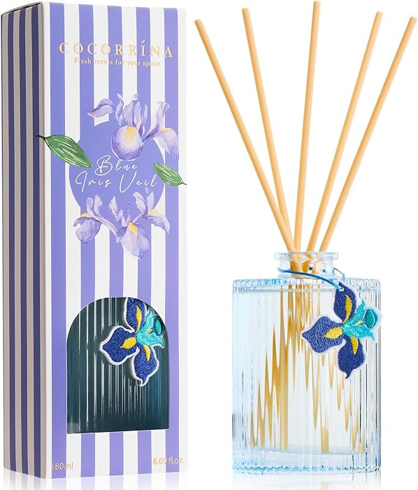 Reed Diffuser, Blue Iris Scent Flower Diffuser, 6.09 fl oz, 8 Reeds, Long-Lasting Home Fragrance,... | Amazon (US)