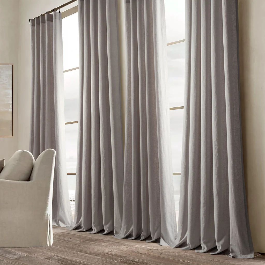 Belgian Flax Prewashed Linen Rich Cotton Blend Window Curtain Panel | Lush Decor