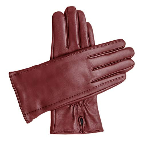 Downholme Vegan Leather Gloves for Women (Burgundy, L) | Amazon (US)