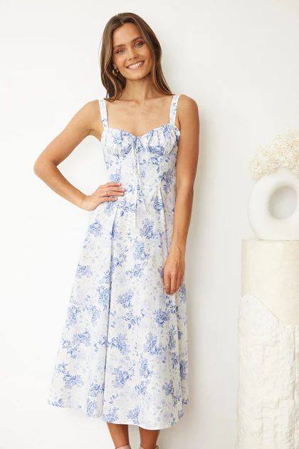 Cardinia Dress - Blue Floral | Esther & Co (AU)
