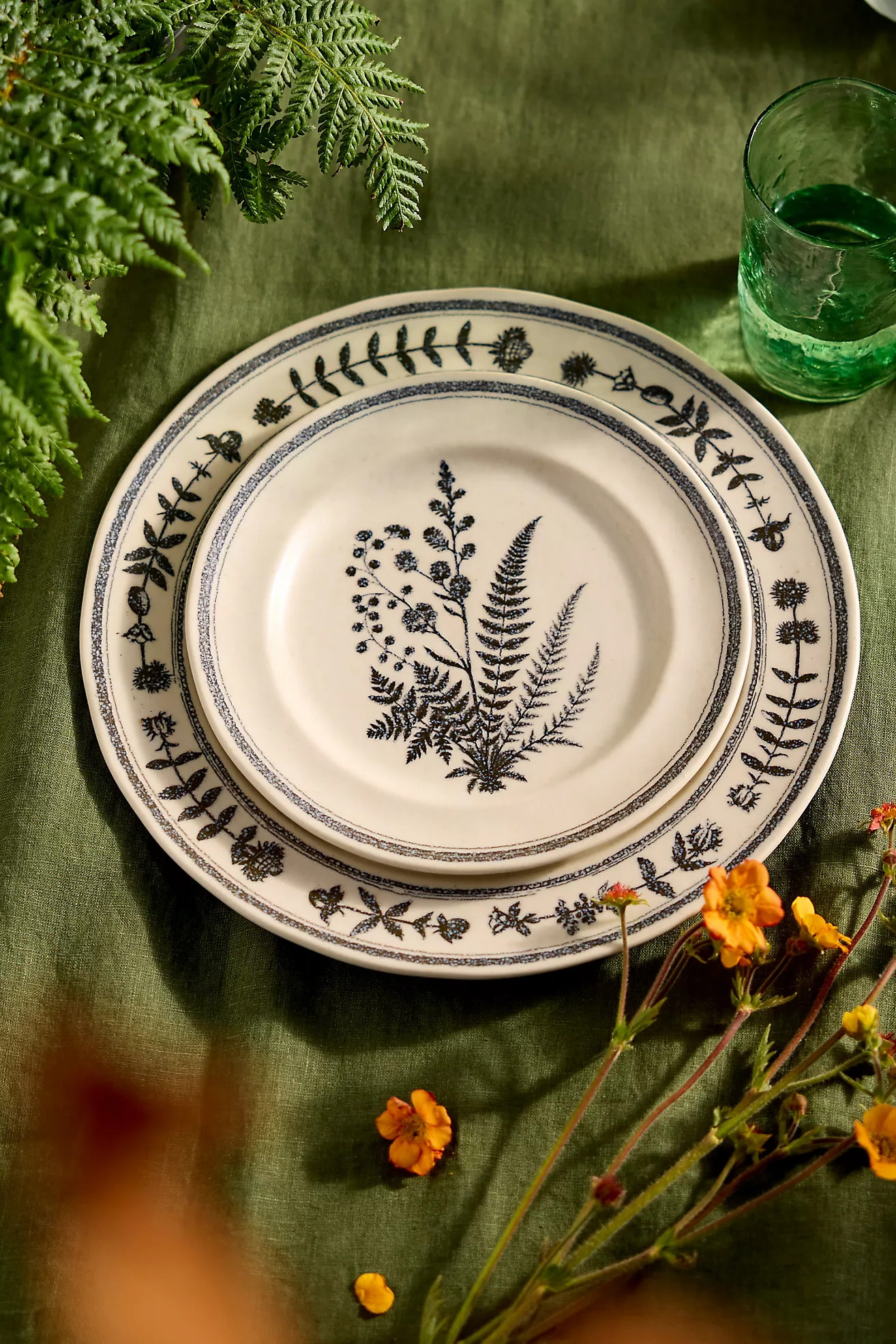 Black Fern Stoneware Dinner Plate | Anthropologie (US)
