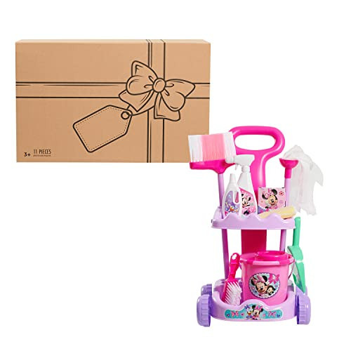 Disney Junior Minnie Mouse Sparkle 'N Clean Trolley, 21-inches, 11-pieces, Pretend Play, Kids Toys for Ages 3 Up, Amazon Exclusive by Just Play | Amazon (US)