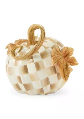MacKenzie-Childs Mocha Check Twisted Stem Pumpkin | Belk