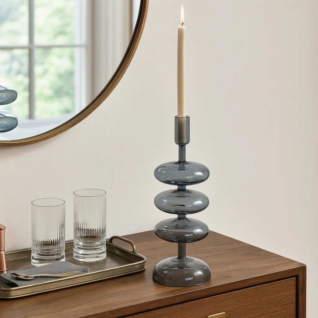 Modern Candle Holder with Glass Cylindrical Design – Elegant Tabletop Candle Holder for Dining ... | Wayfair North America