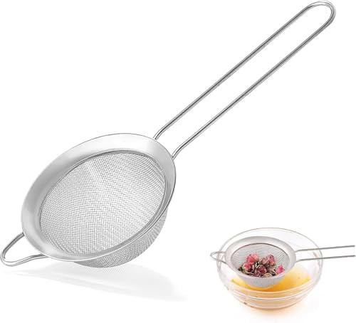 3.35 Inch Silver Fine Mesh Strainer, Stainless Steel Metal Handheld Small Mini Sieve Strainer, Ki... | Amazon (US)