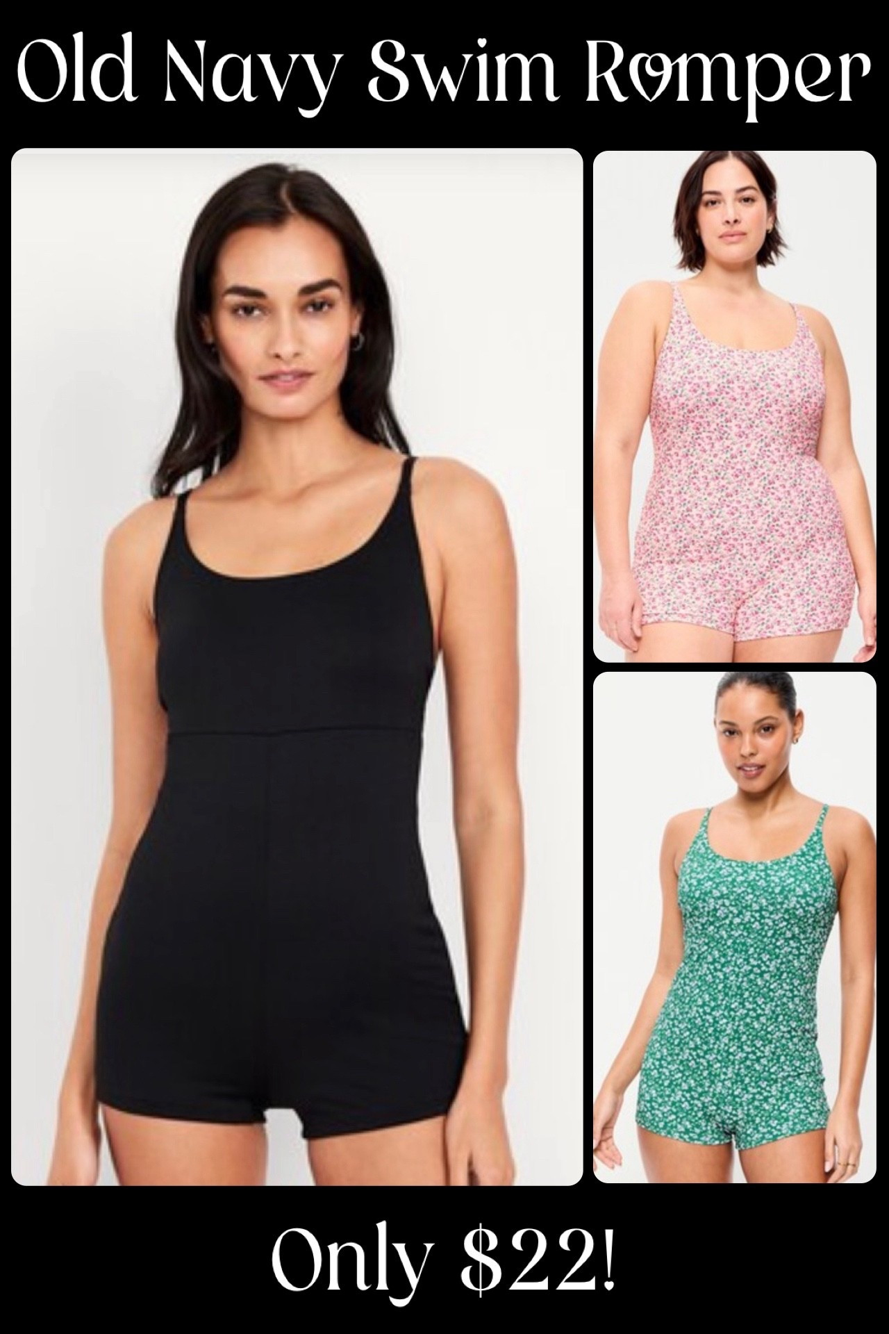Old Navy has their popular Women’s Swim Romper down to only $22 today - normally $54.99! This super cute one piece suit comes in several color and pattern options, and normally retails for $54.99! 🩱 

#LTKSwim #LTKSeasonal #LTKSaleAlert