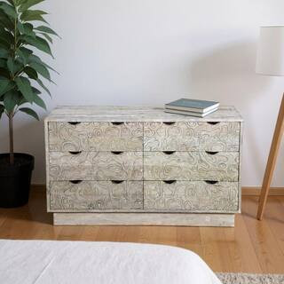 Gray 6-drawer 57 in. Dresser with Mirror | The Home Depot