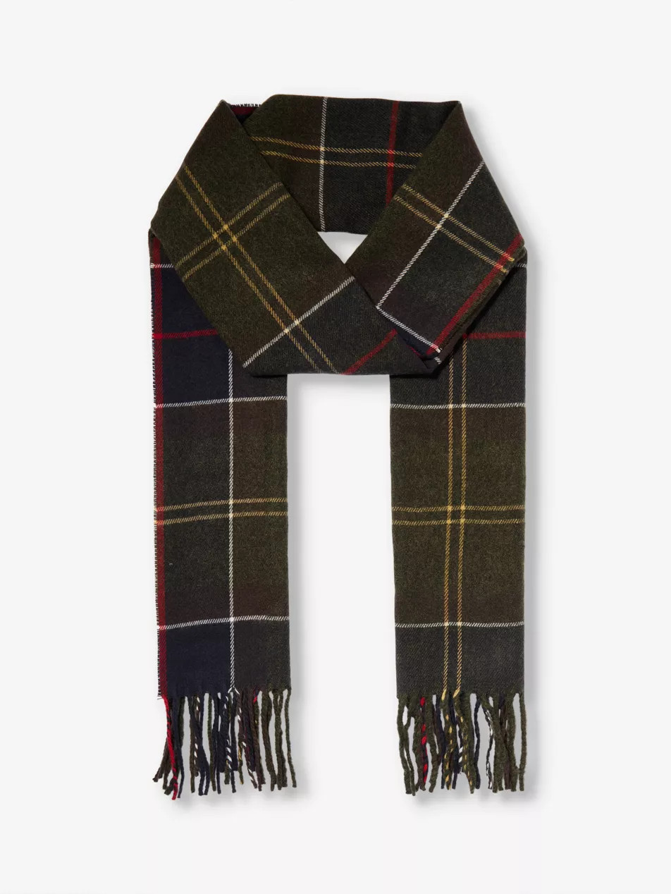 Galingale tartan-pattern knitted scarf | Selfridges